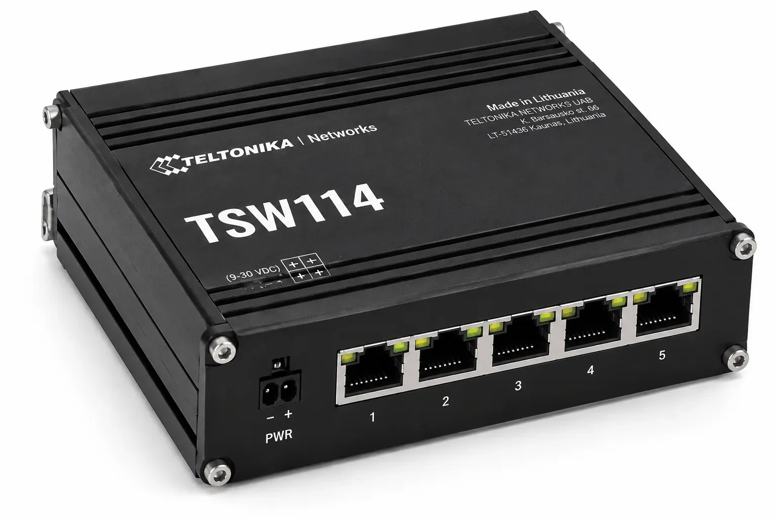 Teltonika TSW114 5-Port Gigabit DIN-Rail Ethernet Switch