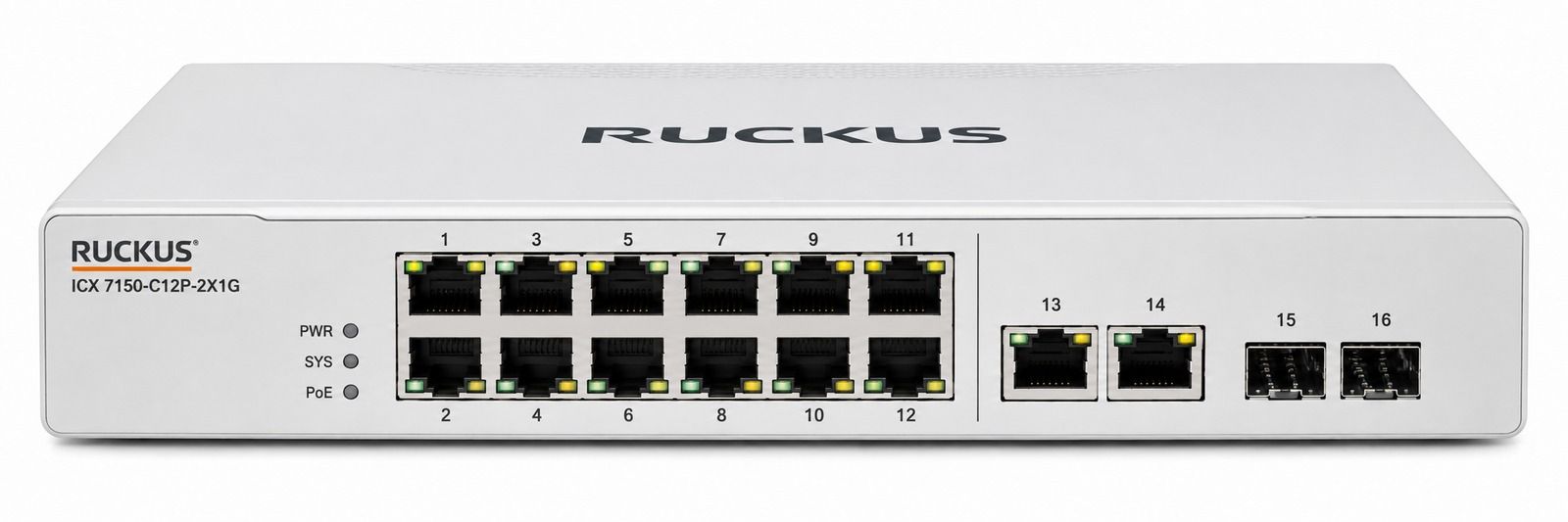 RUCKUS ICX7150-C12P Compact PoE+ Switch (ICX7150-C12P-2X1G)