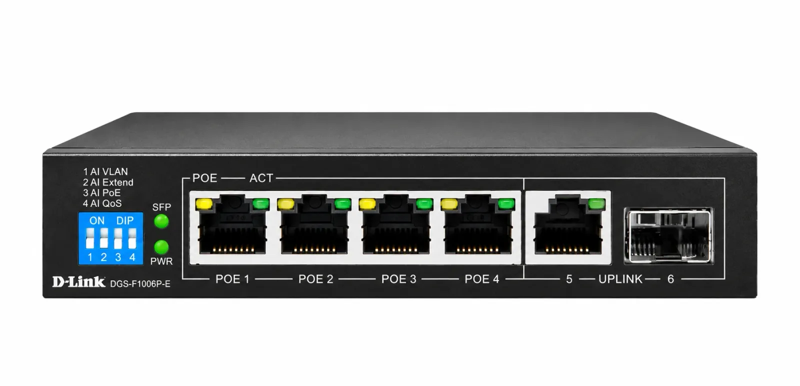 D-Link DGS-F1006P-E 4-Port Gigabit PoE+ Switch 60W