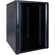 DATACOM - 22U 800X800 FRONT GLASS DOOR REAR DUAL PERFORATED DOOR WITH LOCK, REMOVABLE SIDE PANEL RAL9005